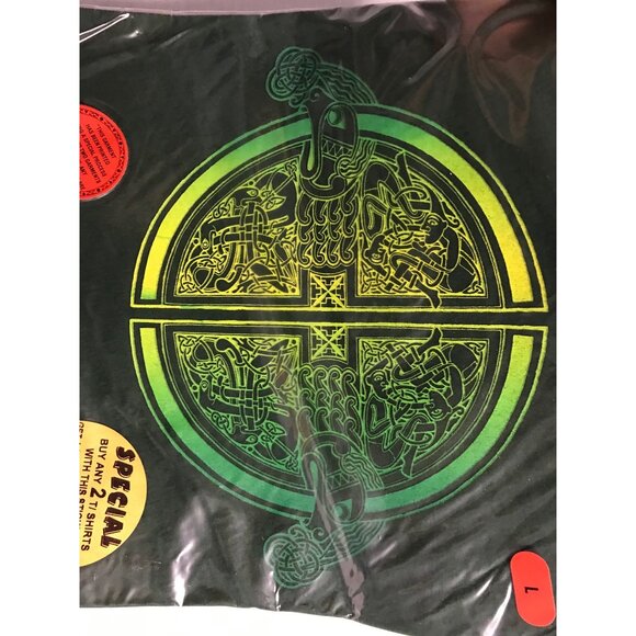 Vintage Celtic Knot T Shirt Size Large Dolmen Design Ireland Souvenir Green New - Picture 2 of 5